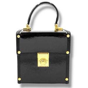 Gianni Versace Vanity Style Handbag Structured Enamel Sunburst Square Rare Flaws